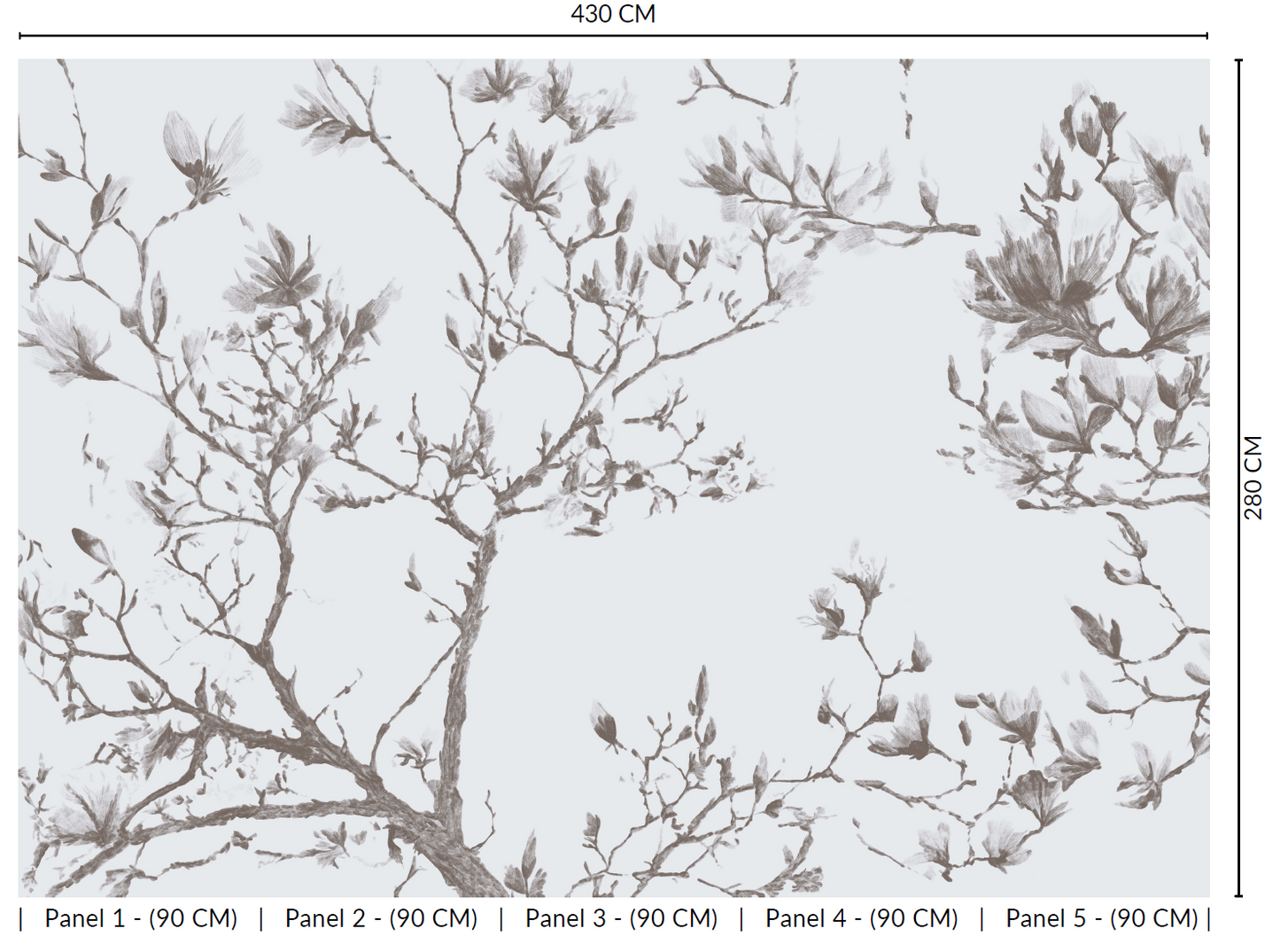 Taupe Magnolias In Bloom Murals MF1256