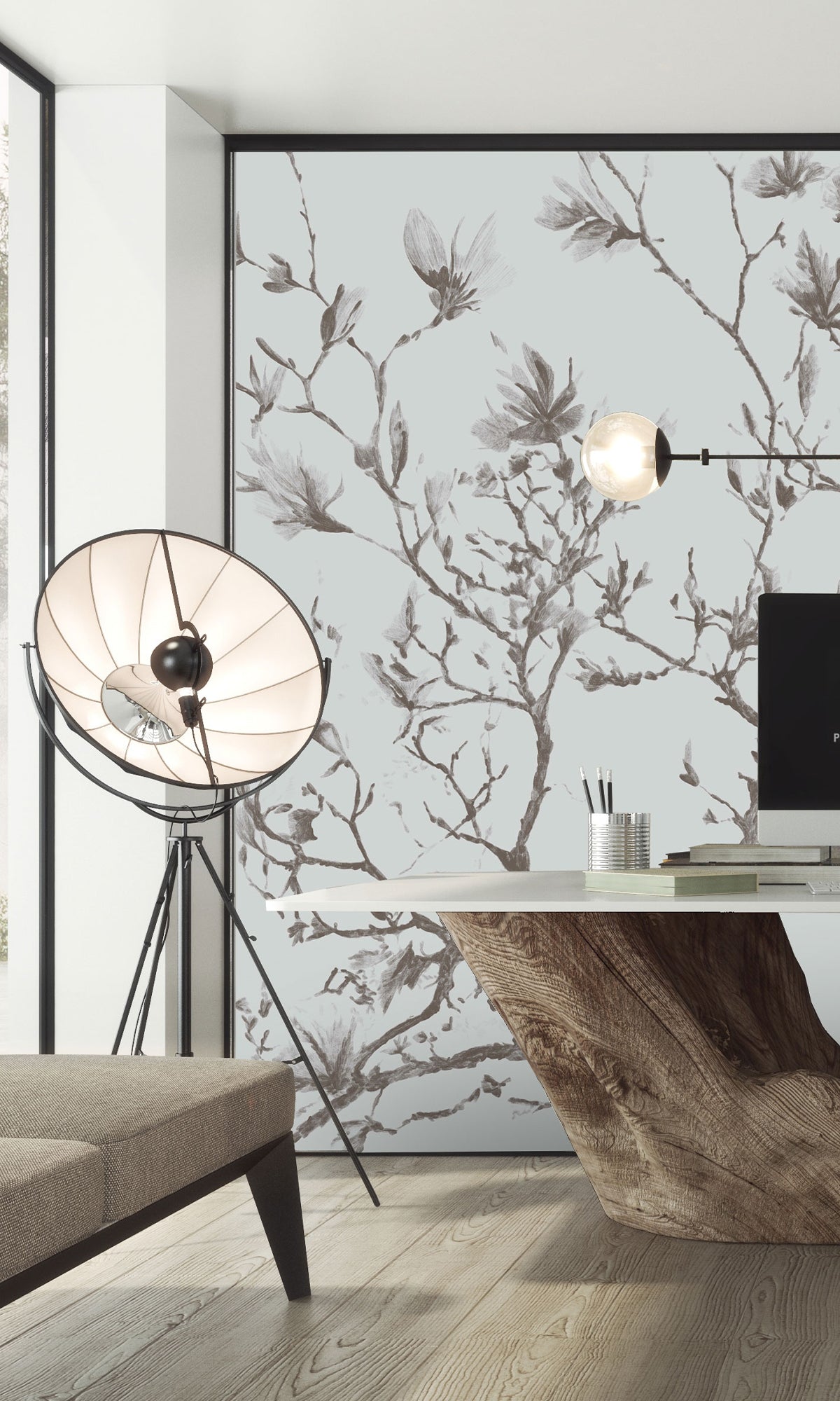 Taupe Magnolias In Bloom Murals MF1256