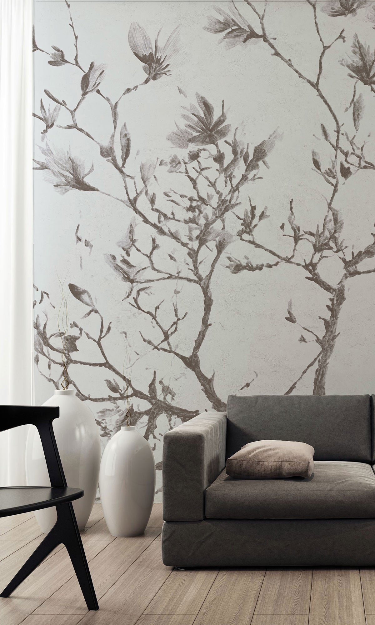 Taupe Magnolias In Bloom Murals MF1256