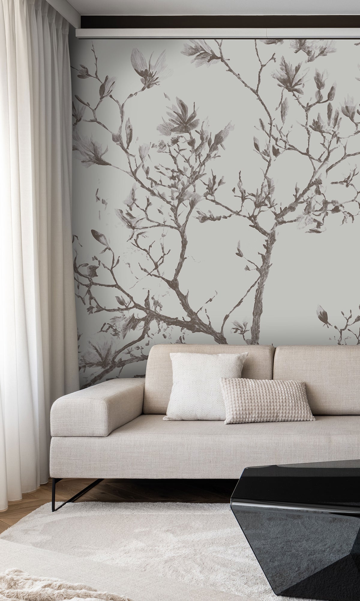 Taupe Magnolias In Bloom Murals MF1256