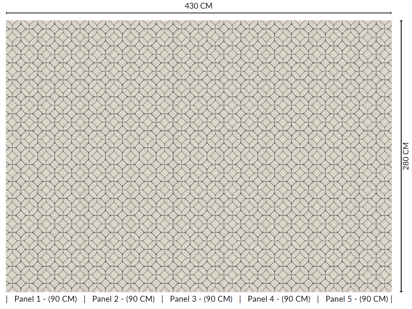 Taupe Tiled Geometric Ogee Murals MG1721