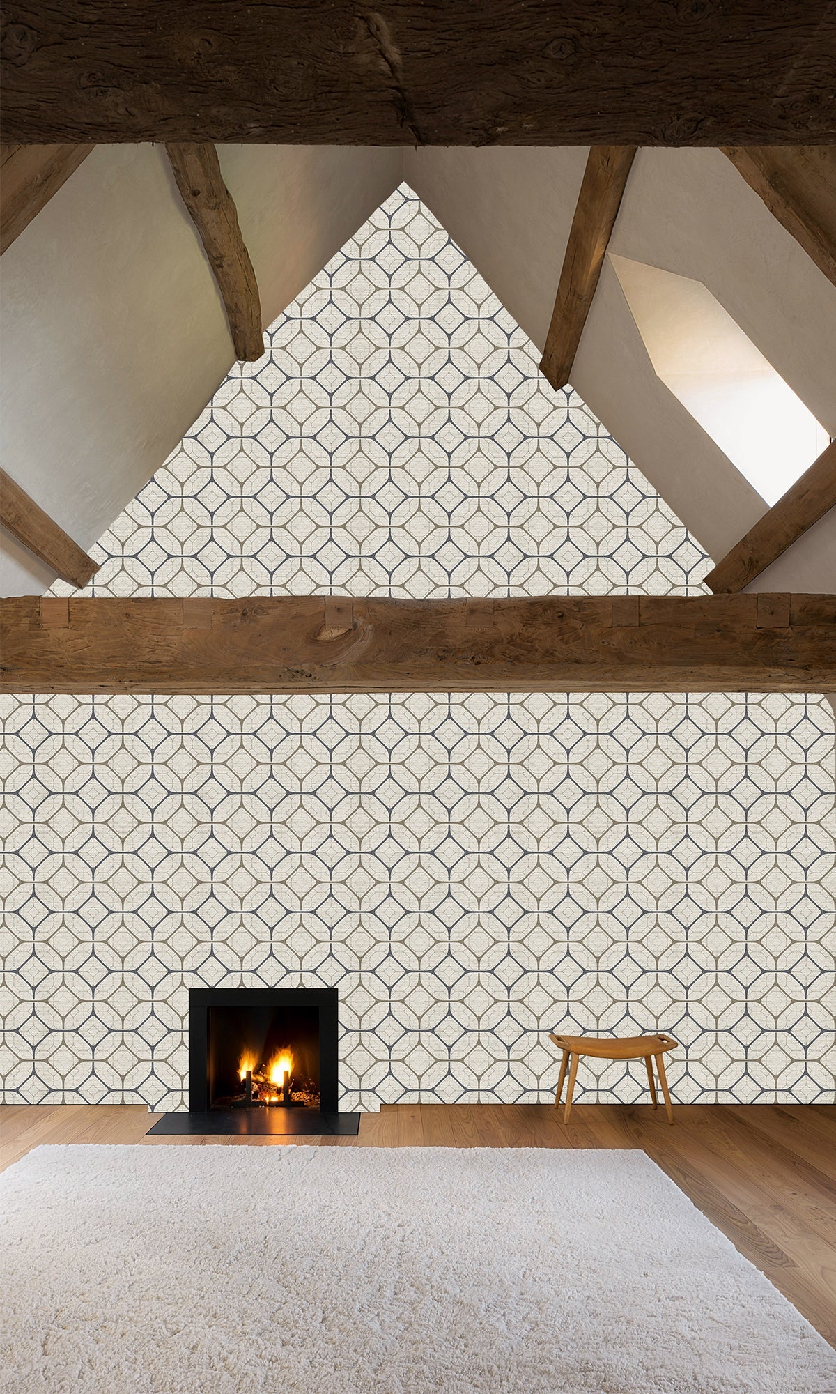 Taupe Tiled Geometric Ogee Murals MG1721