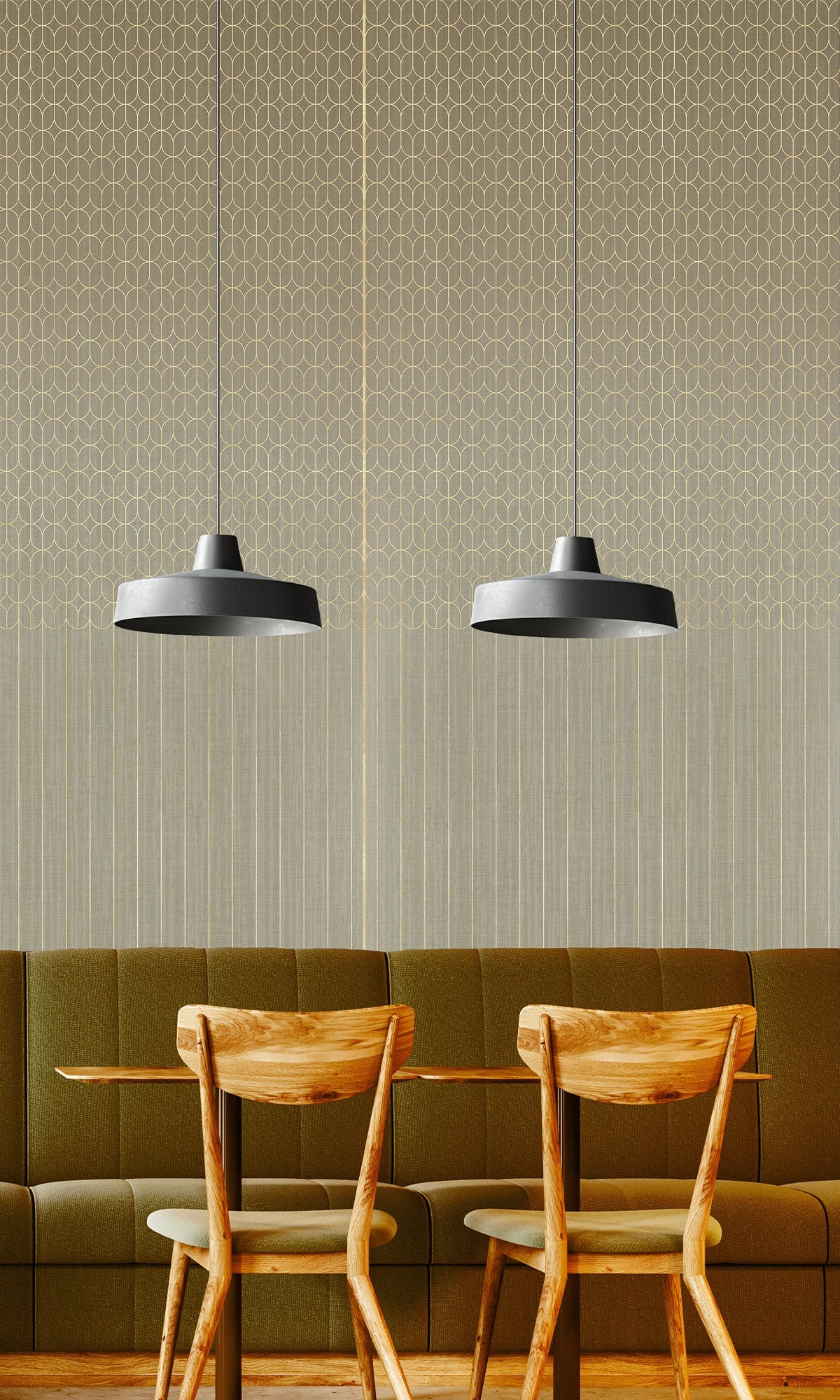 Gold Geometric Striped Murals MG1724
