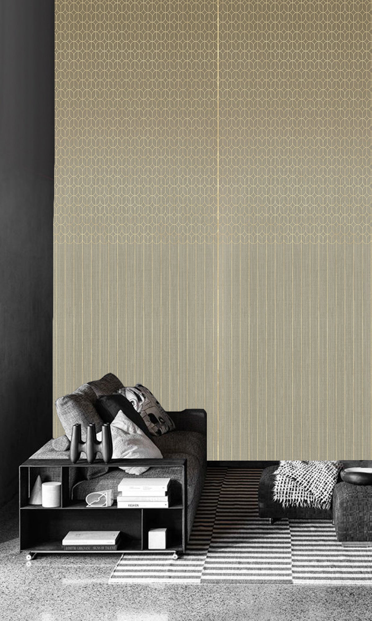 Gold Geometric Striped Murals MG1724