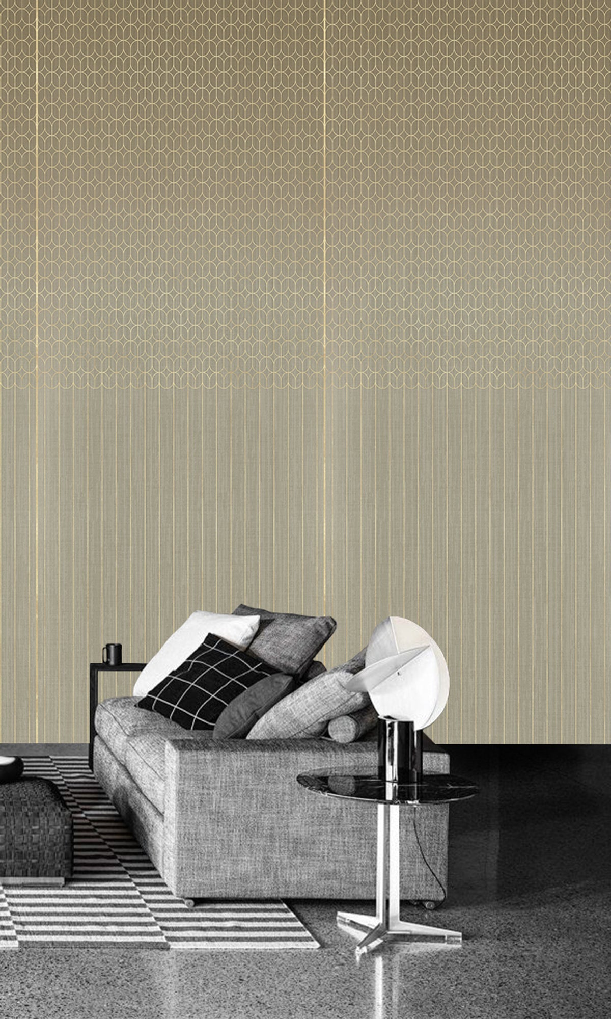 Gold Geometric Striped Murals MG1724