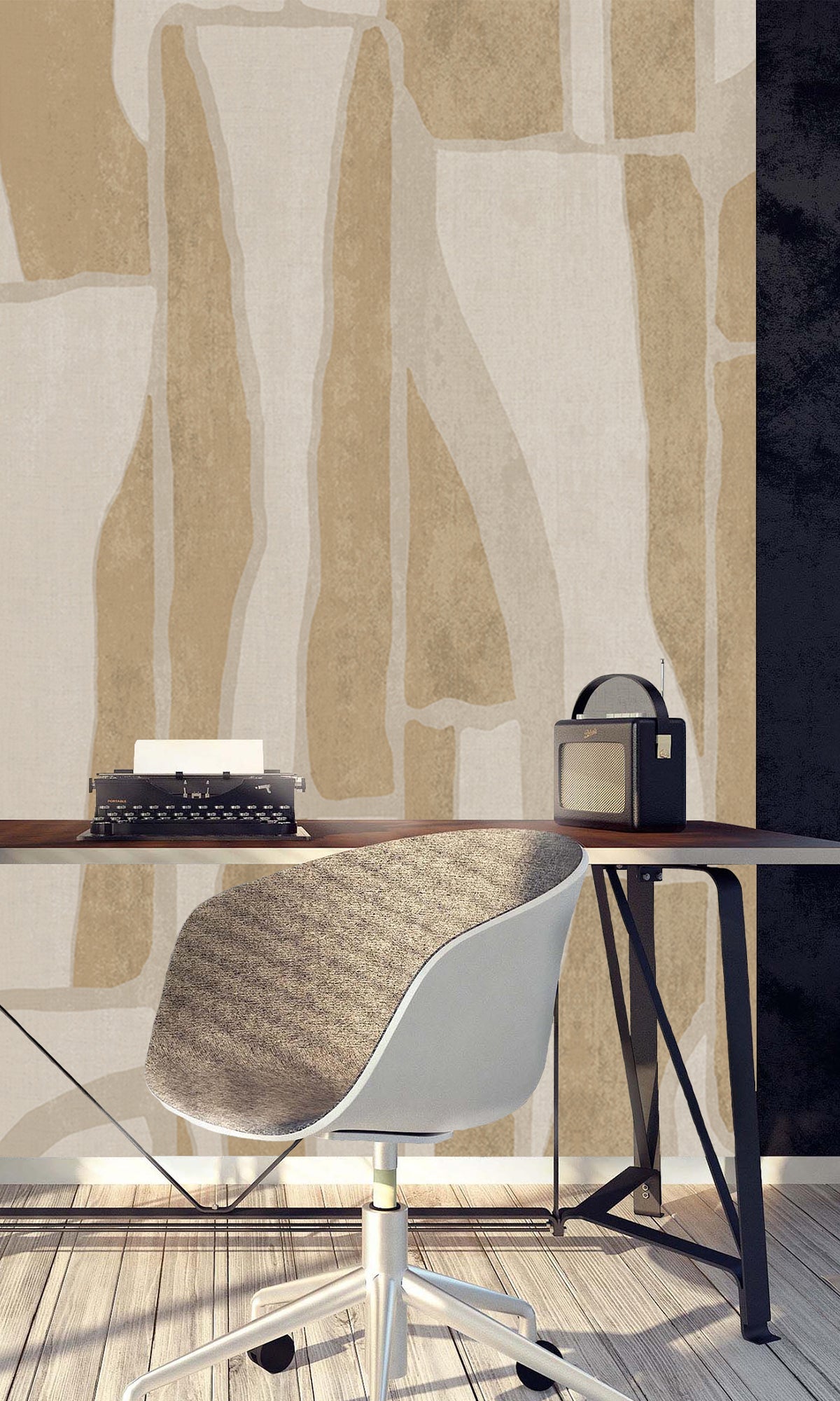 Taupe Abstract Geometric Collage Murals MG1726