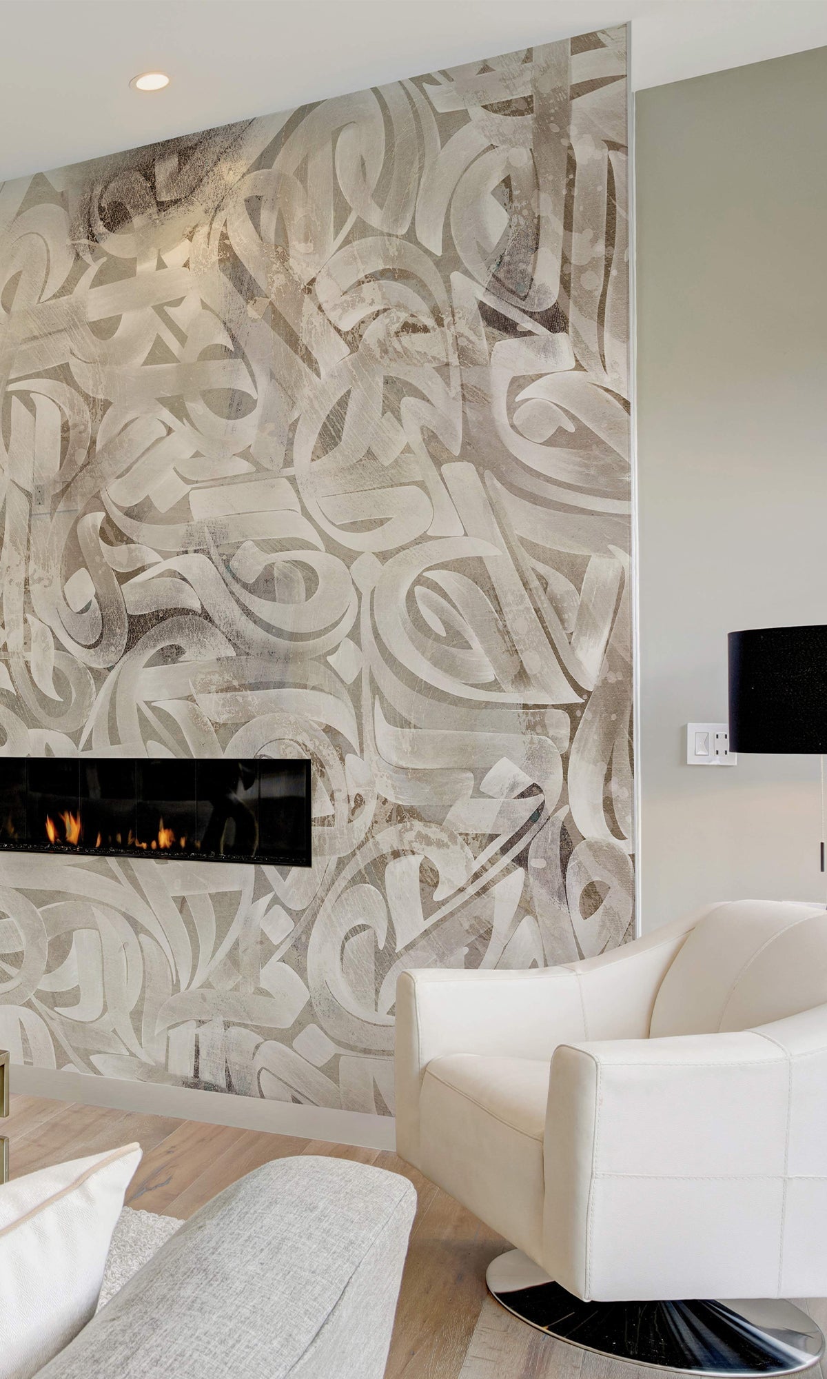 Gray Vintage Swirling Ribbons Murals MH1450