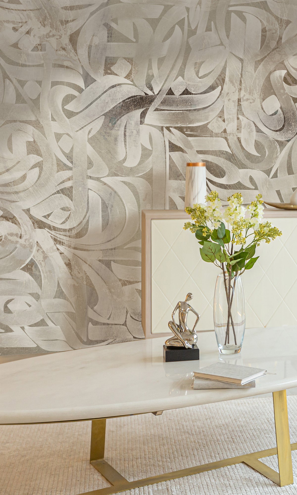 Gray Vintage Swirling Ribbons Murals MH1450