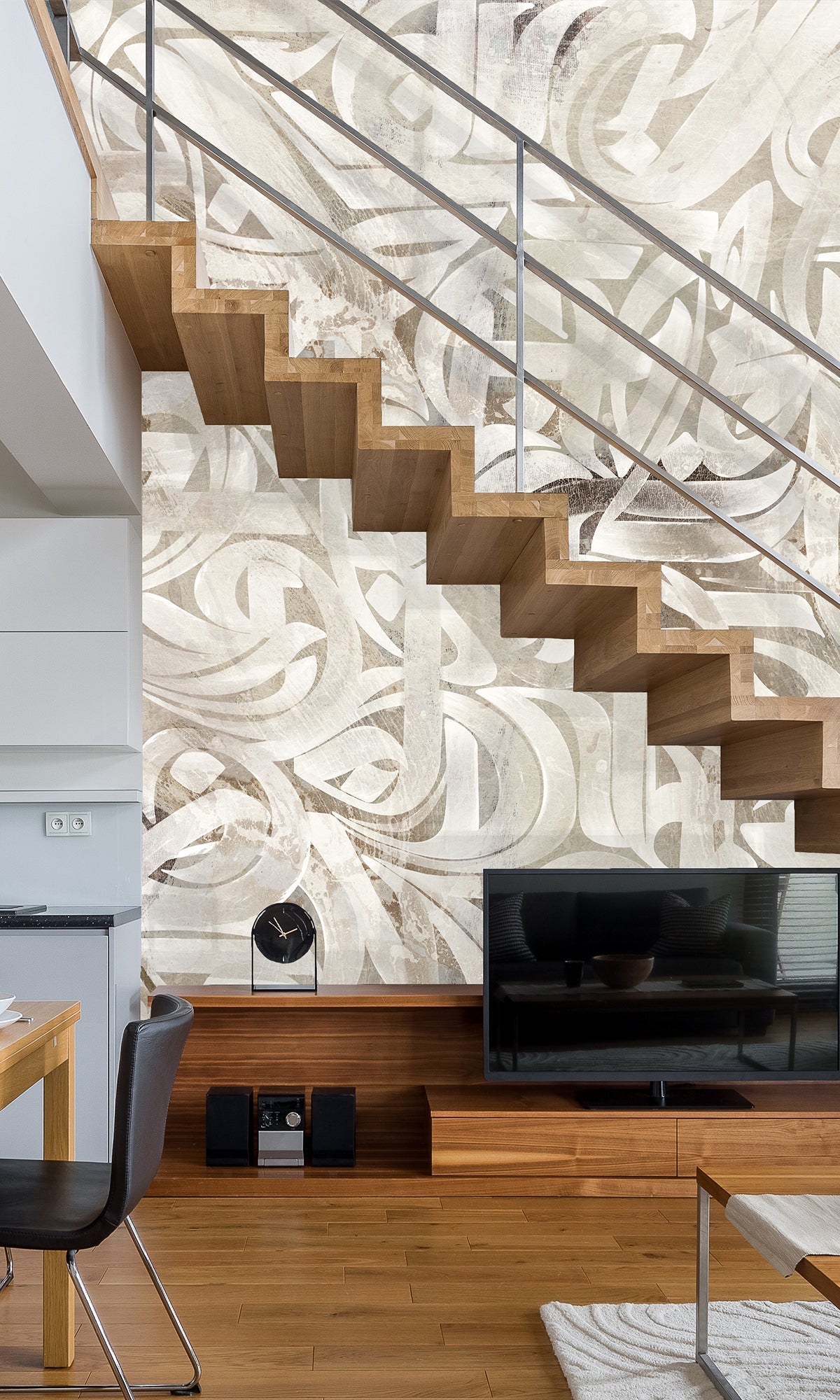 Gray Vintage Swirling Ribbons Murals MH1450