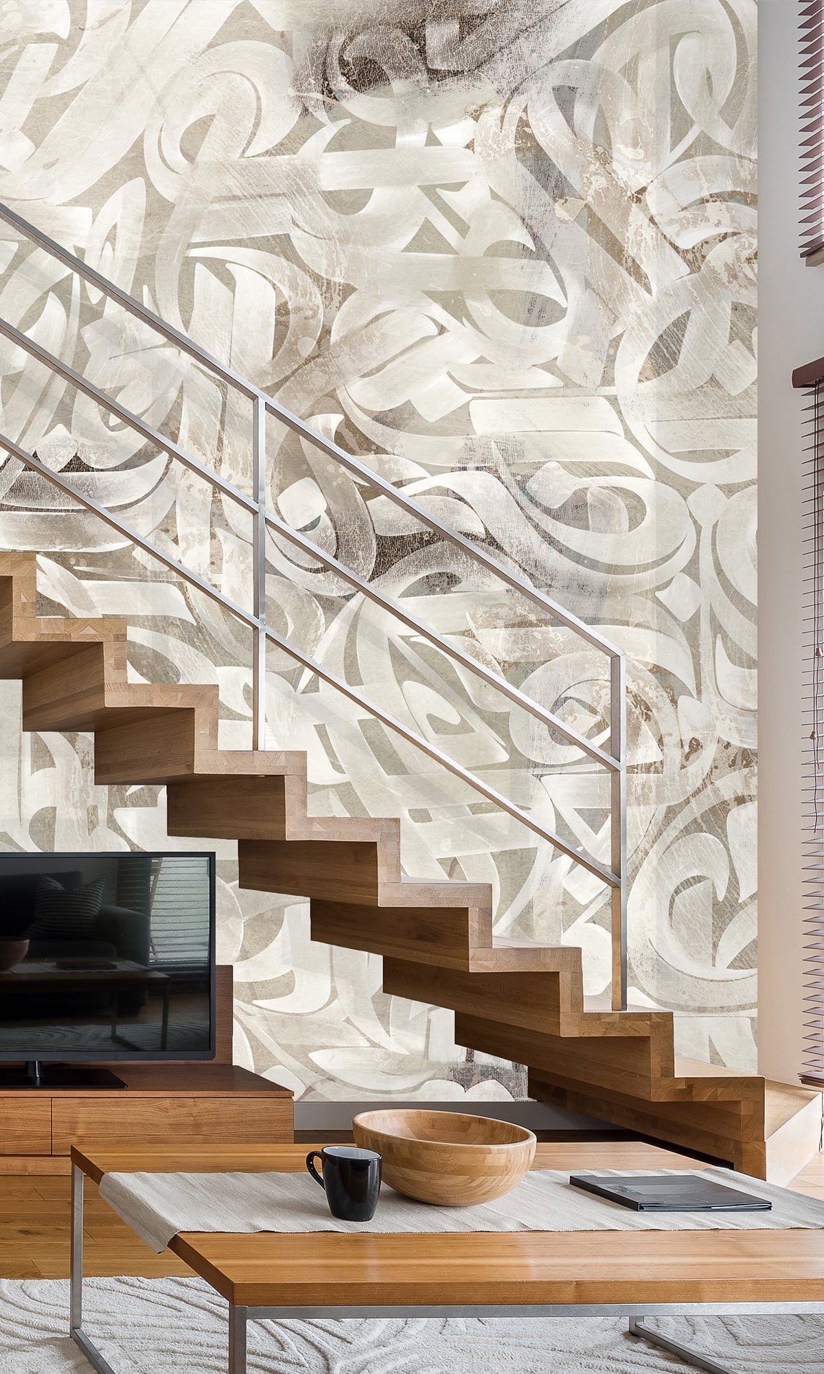 Gray Vintage Swirling Ribbons Murals MH1450