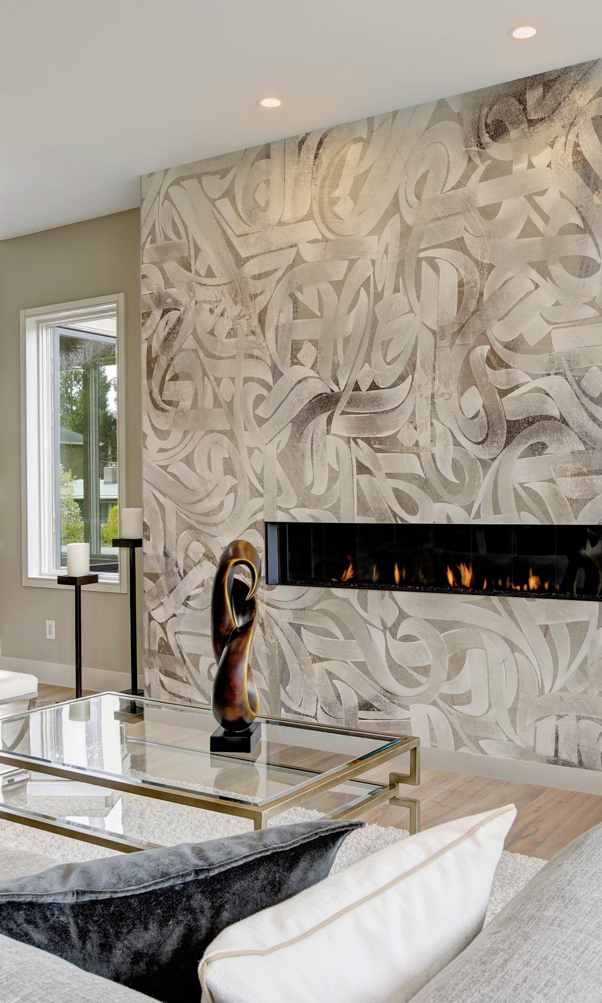 Gray Vintage Swirling Ribbons Murals MH1450