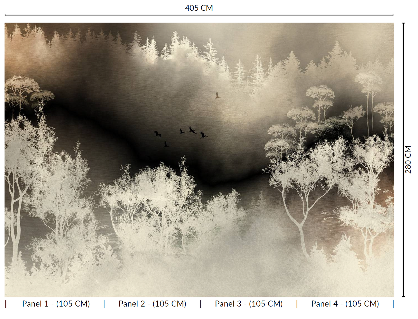 Gold Forest Silhouette Murals ML677