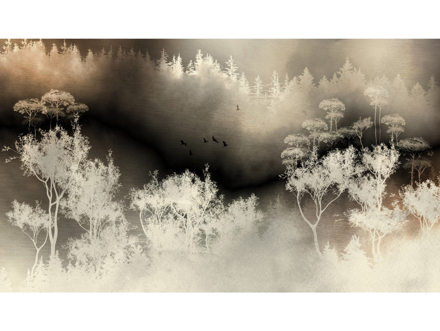 Gold Forest Silhouette Murals ML677