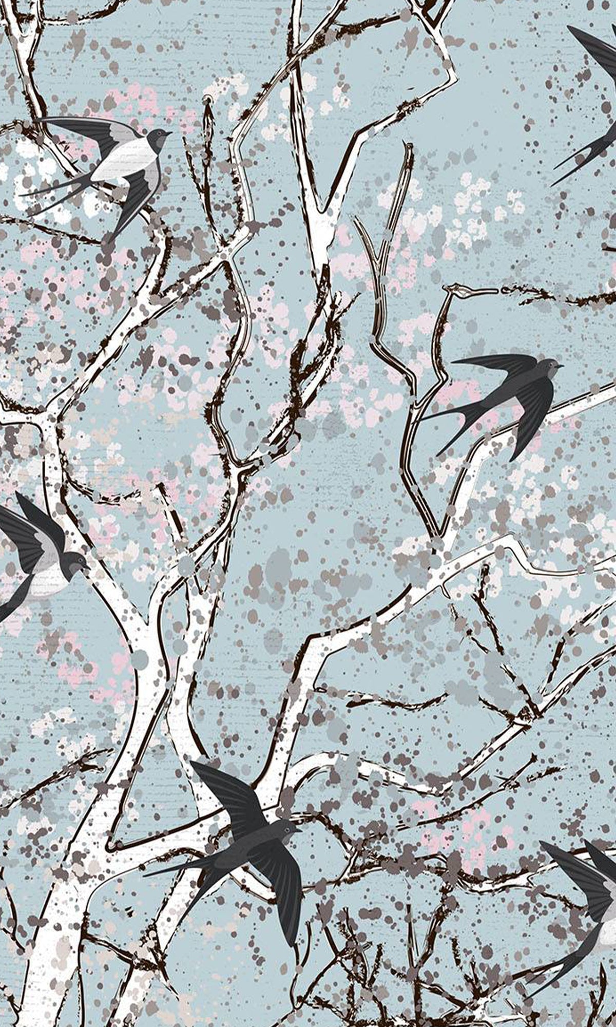 Blue Birds on Trees Murals MN1006