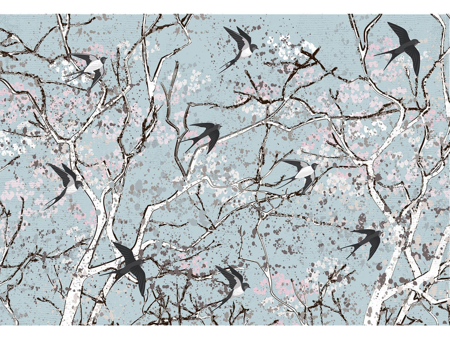 Blue Birds on Trees Murals MN1006