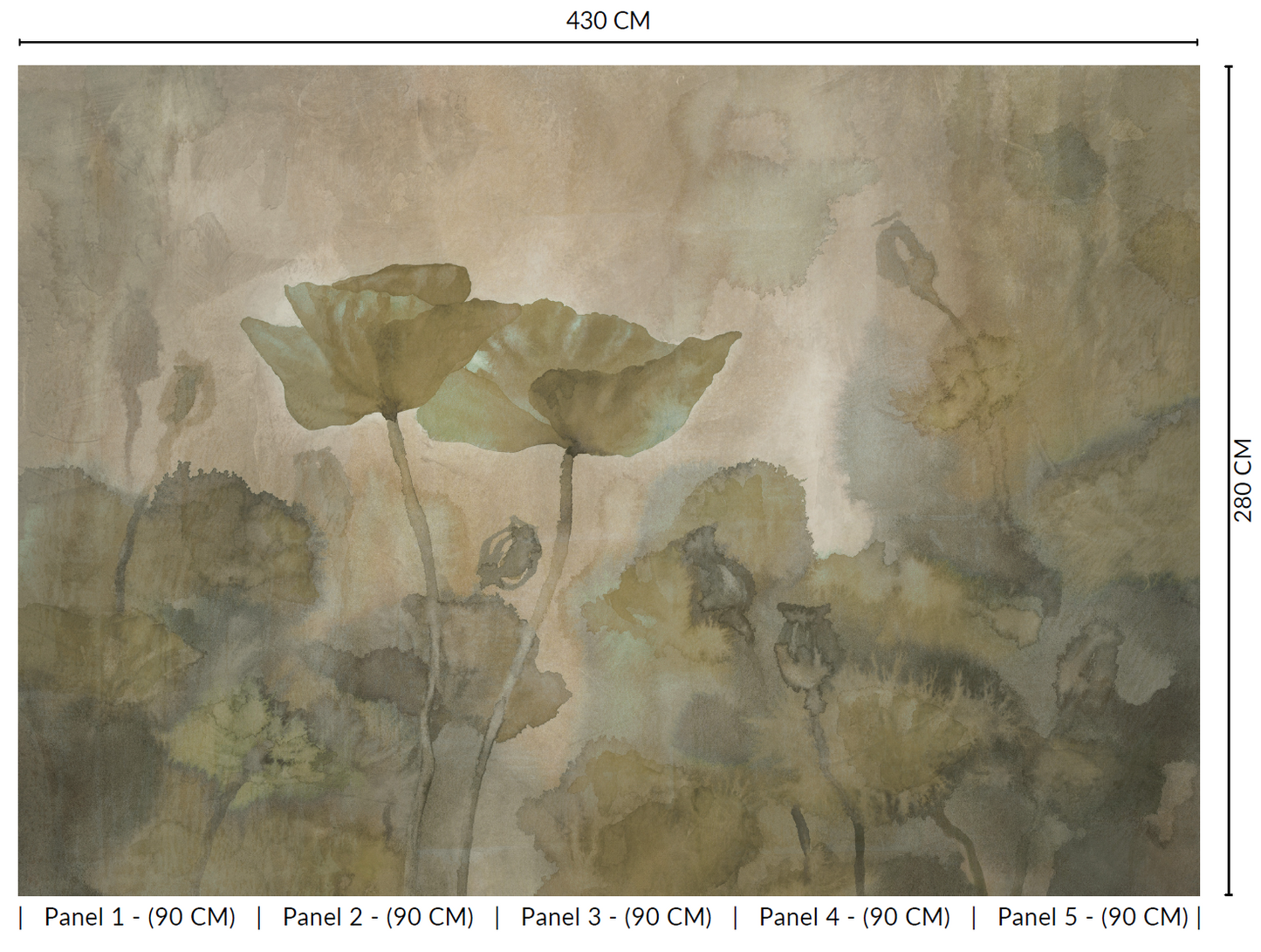 Green Lotus Pond at Dusk Murals MN1108