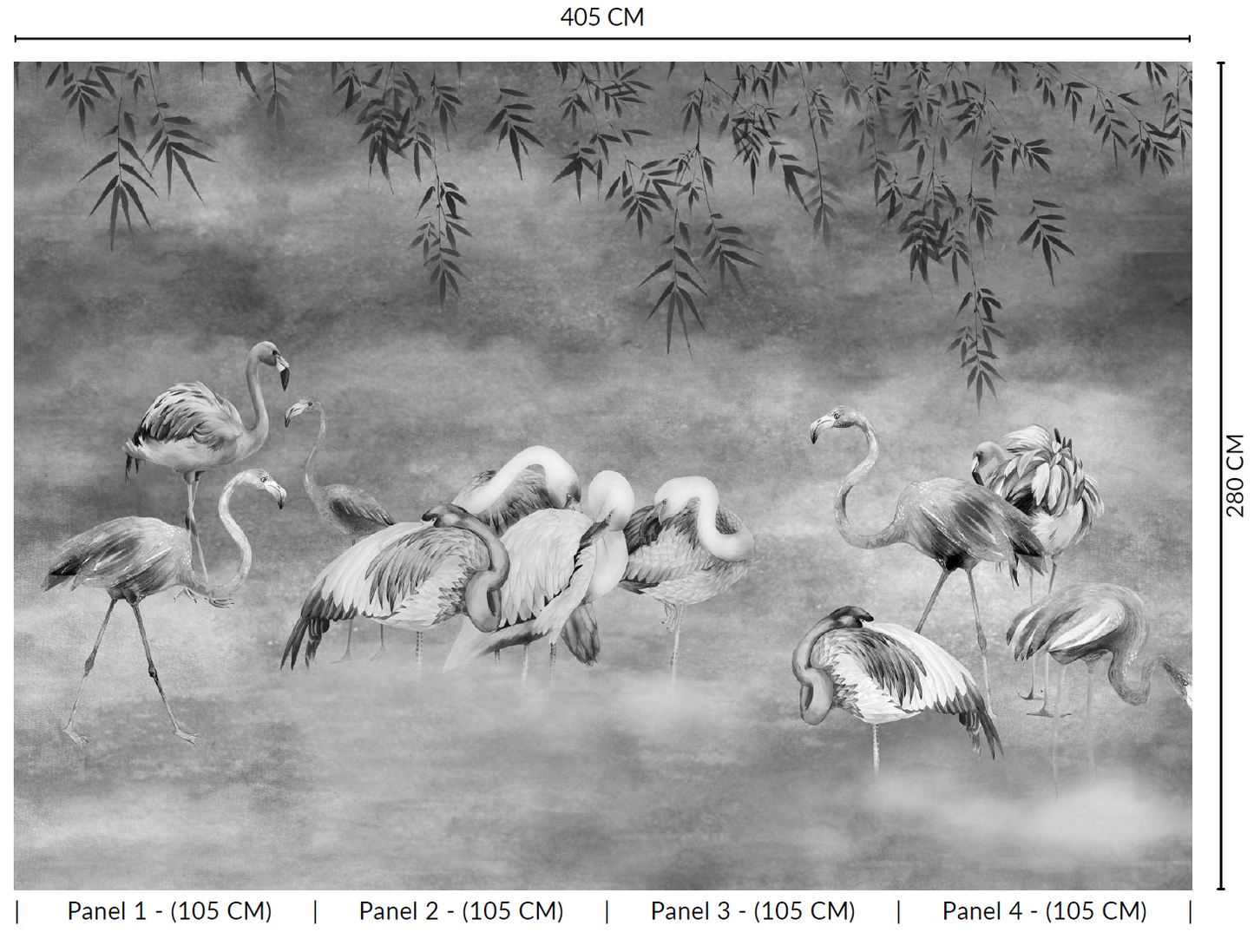 Silver Flamingos in the Lake Murals MN668