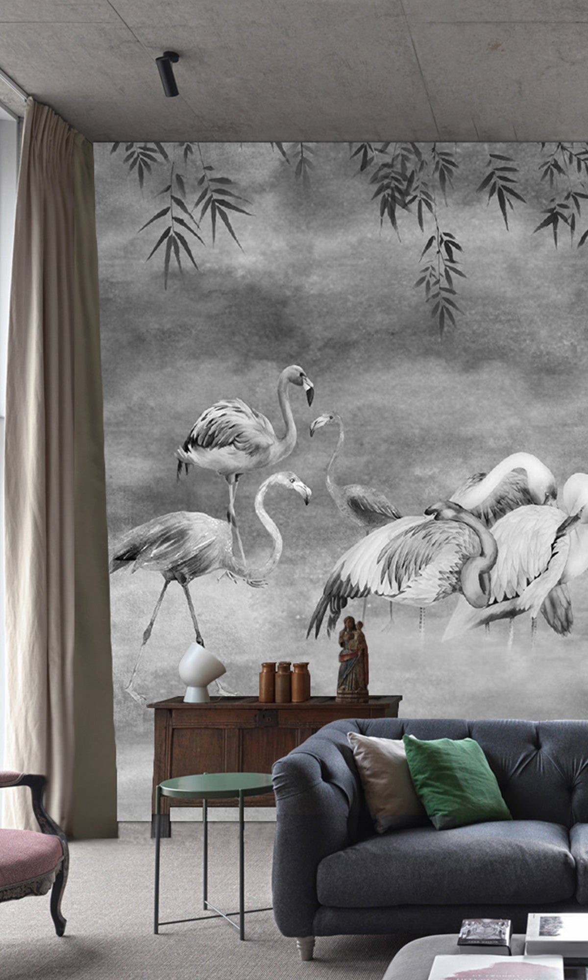 Silver Flamingos in the Lake Murals MN668