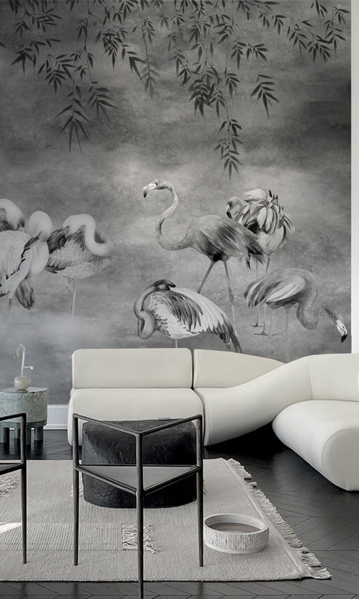 Silver Flamingos in the Lake Murals MN668