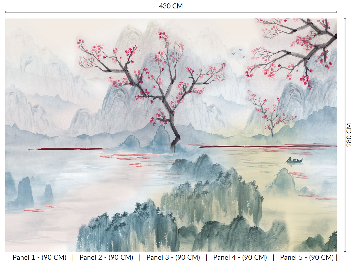 Pink Cherry Blossoms in the Lake Murals MA1729