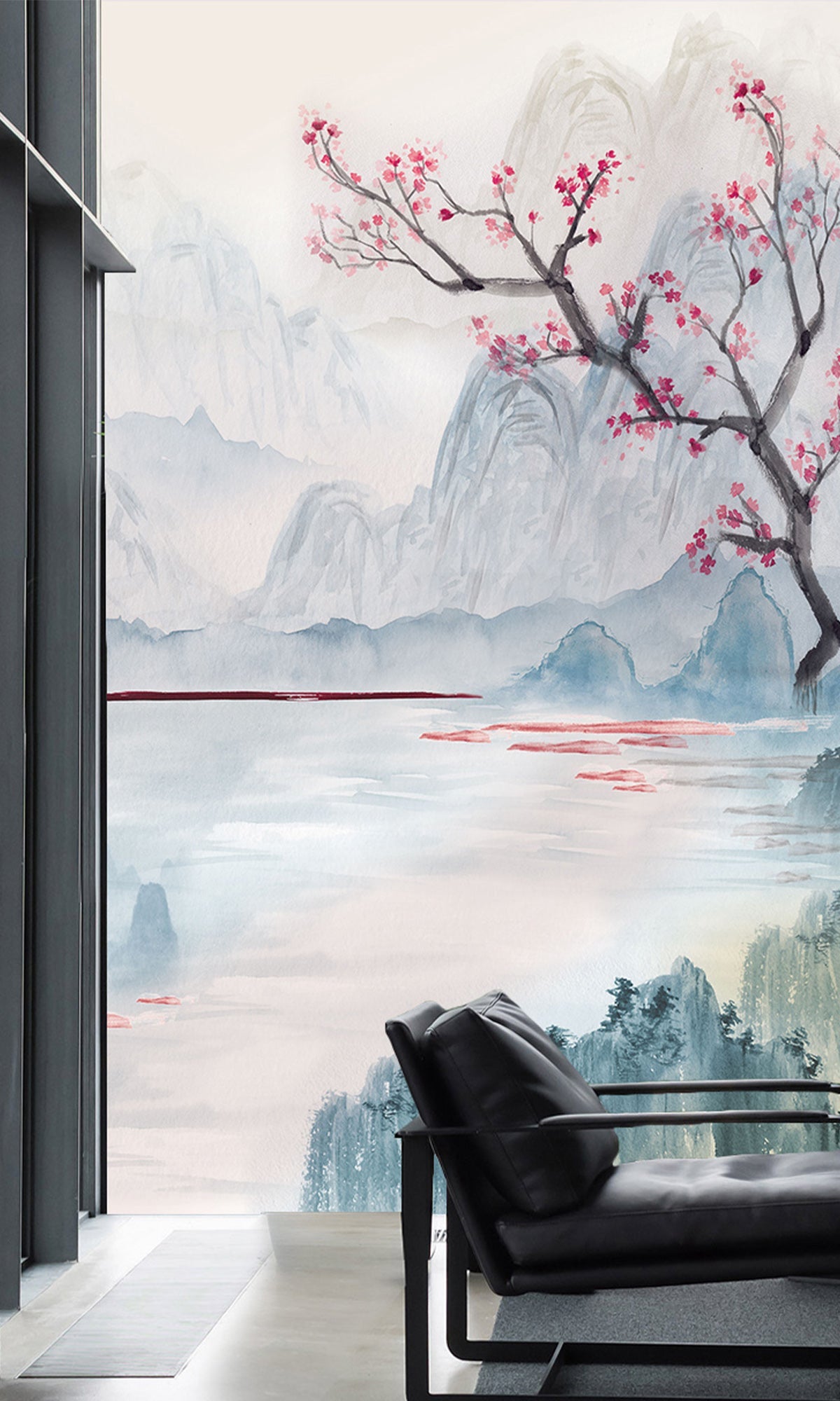 Pink Cherry Blossoms in the Lake Murals MA1729