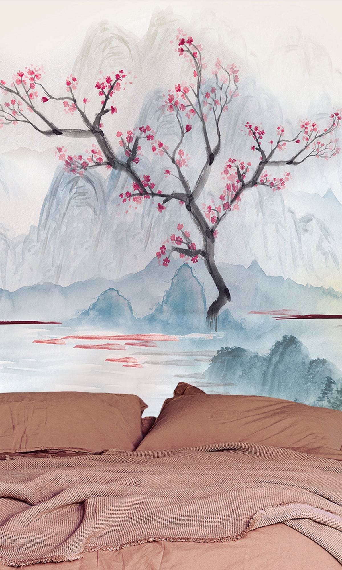 Pink Cherry Blossoms in the Lake Murals MA1729