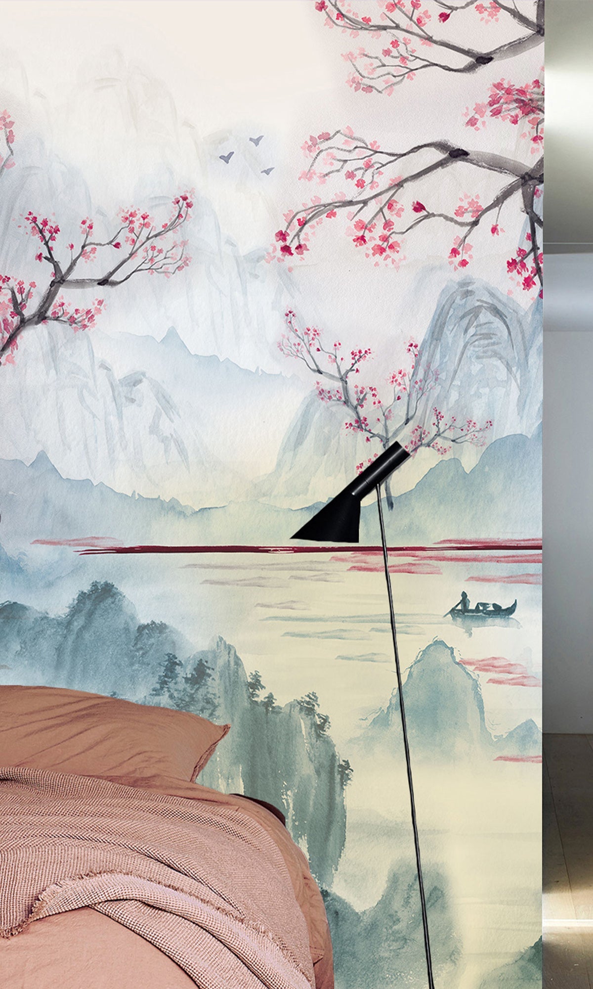 Pink Cherry Blossoms in the Lake Murals MA1729