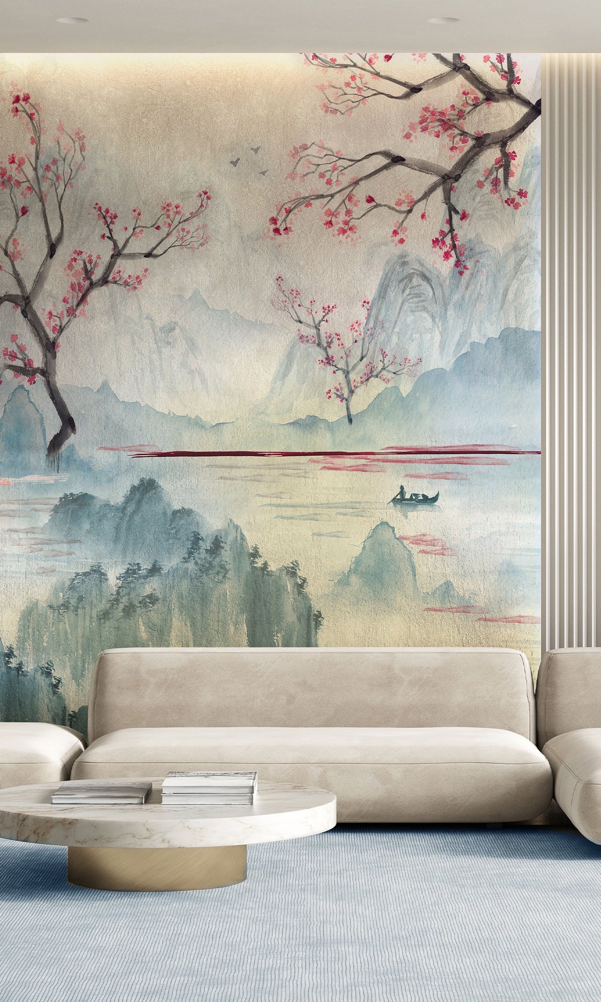 Pink Cherry Blossoms in the Lake Murals MA1729