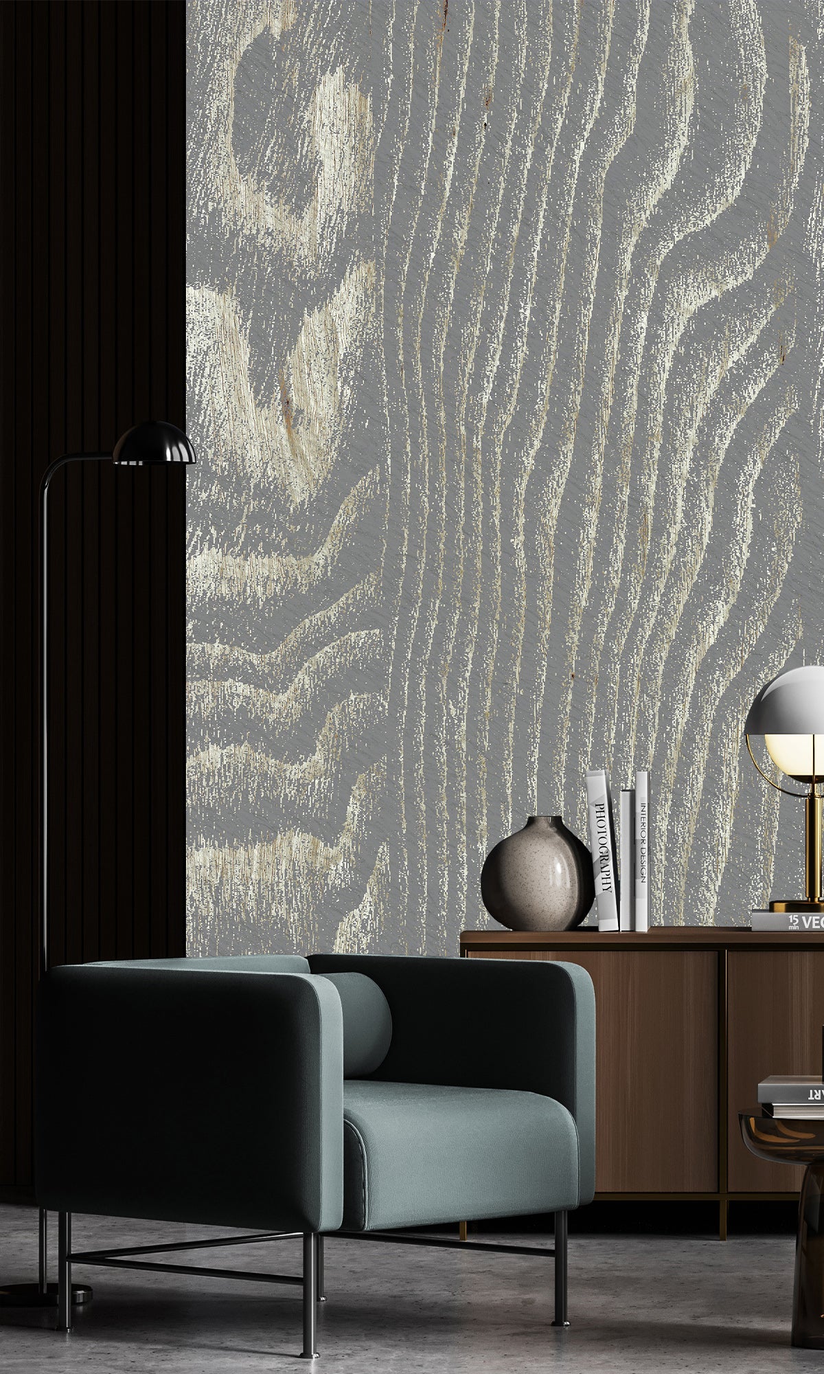 Gray Abstract Tree Bark Murals MS1153