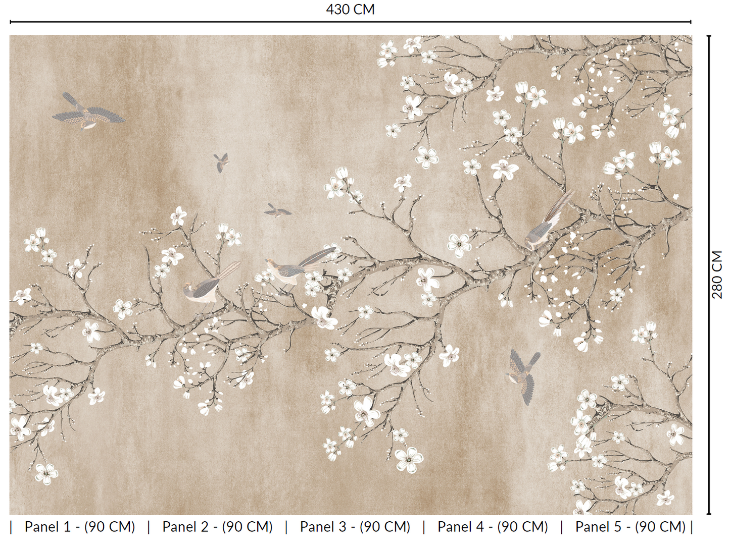 Beige Blossoming Almond Tree Murals MF1555