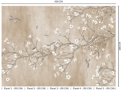 Beige Blossoming Almond Tree Murals MF1555