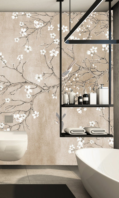 Beige Blossoming Almond Tree Murals MF1555