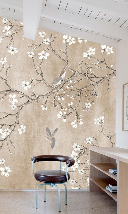 Beige Blossoming Almond Tree Murals MF1555