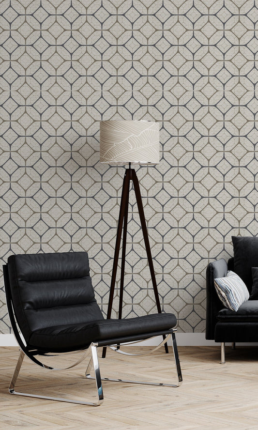 Taupe Tiled Geometric Ogee Murals MG1721