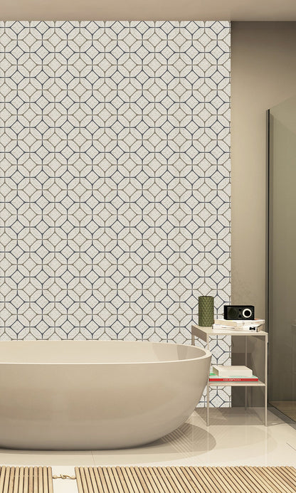 Taupe Tiled Geometric Ogee Murals MG1721