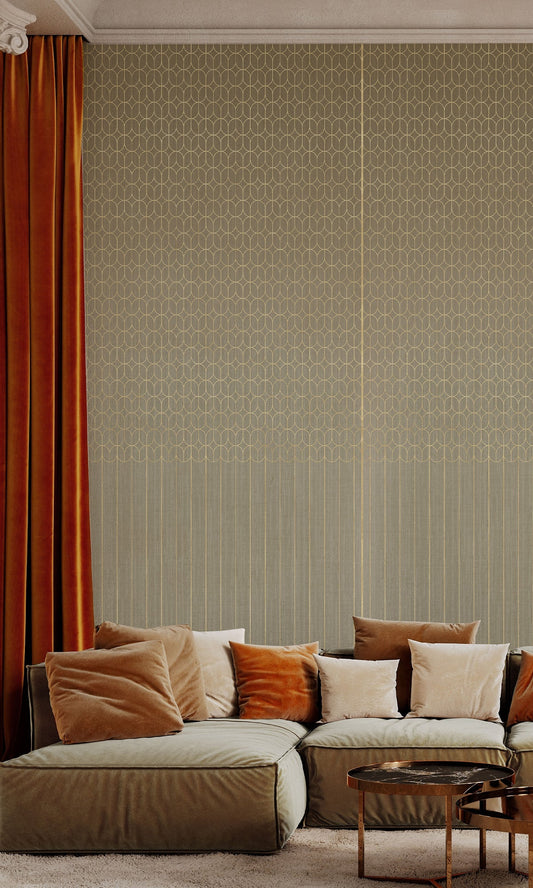 Gold Geometric Striped Murals MG1724