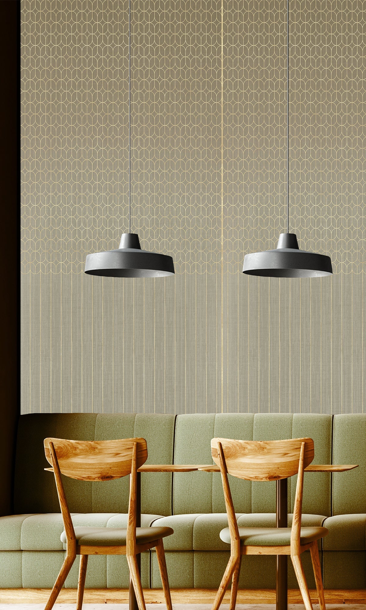 Gold Geometric Striped Murals MG1724