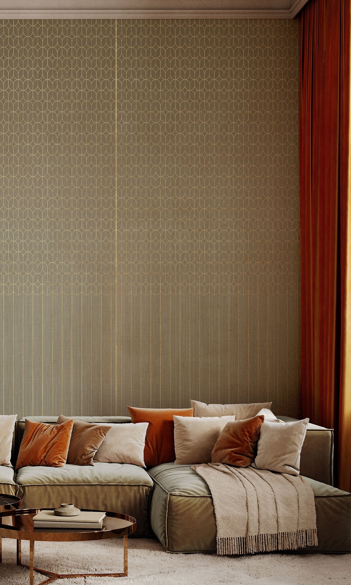 Gold Geometric Striped Murals MG1724