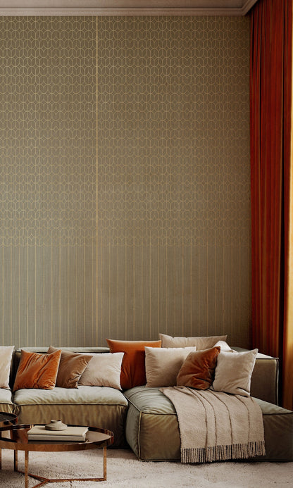 Gold Geometric Striped Murals MG1724
