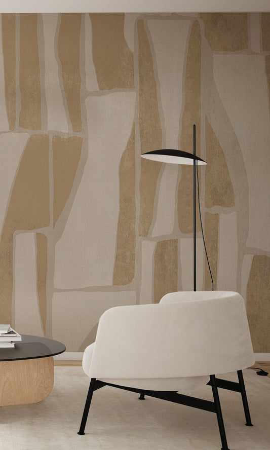 Taupe Abstract Geometric Collage Murals MG1726
