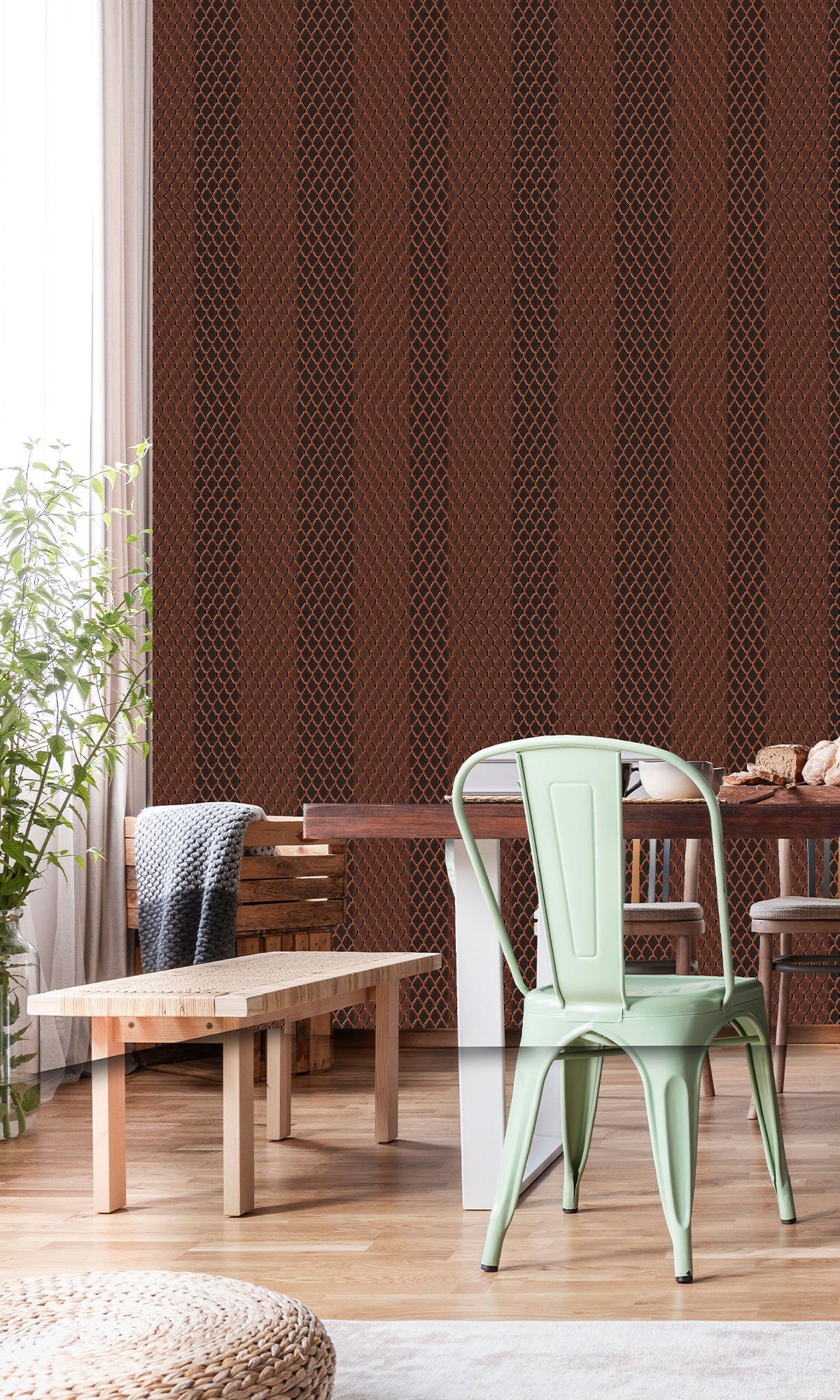 Brown Striped Diamond Lattice Murals MG1736