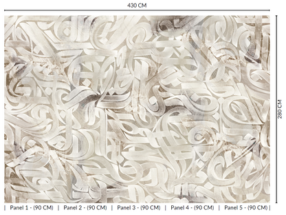 Gray Vintage Swirling Ribbons Murals MH1450