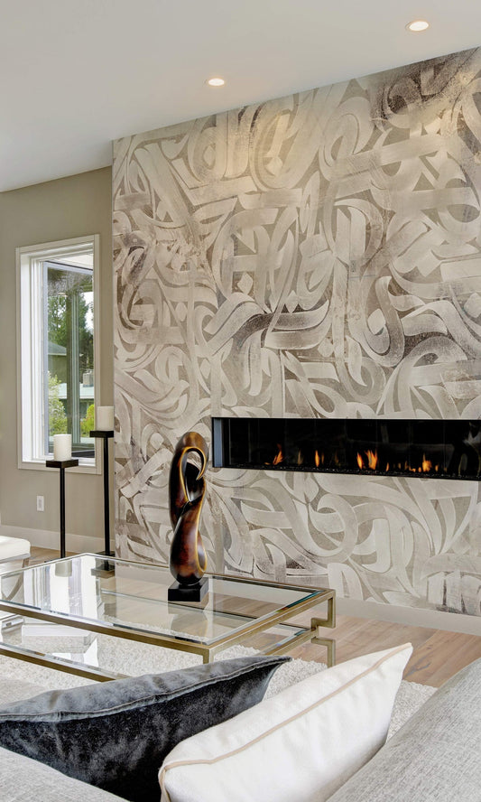 Gray Vintage Swirling Ribbons Murals MH1450