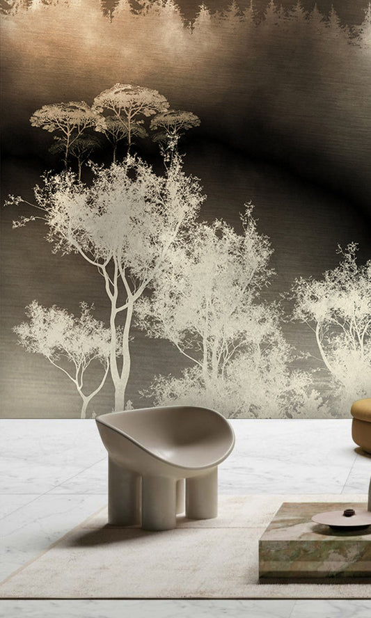 Gold Forest Silhouette Murals ML677