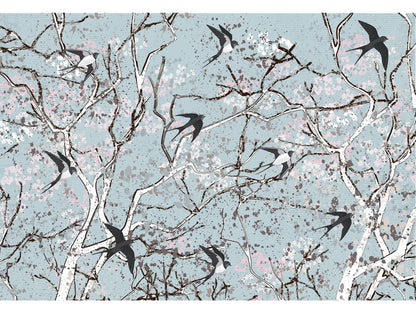 Blue Birds on Trees Murals MN1006