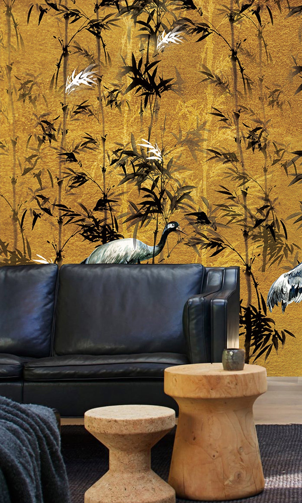 Gold Cranes in Bamboo Forest Murals MN1119