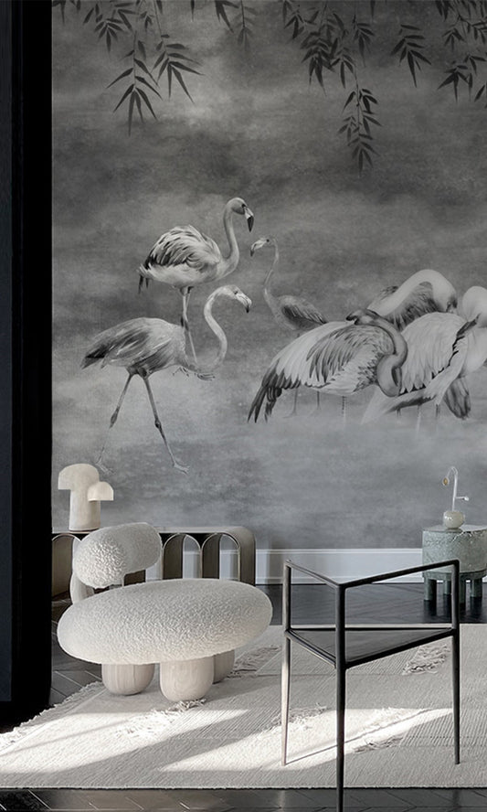 Silver Flamingos in the Lake Murals MN668