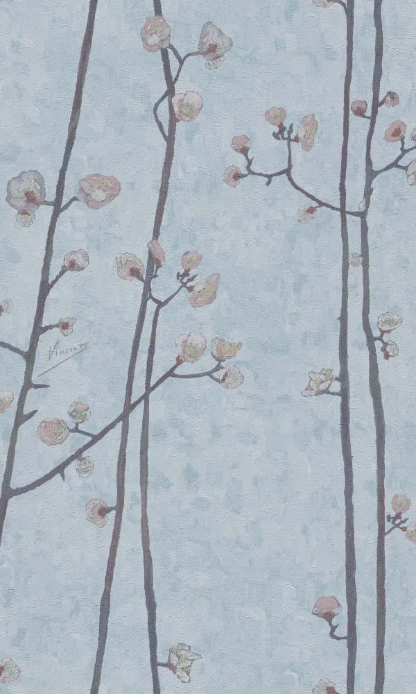 Van Gogh flowering plum orchard wallpaper